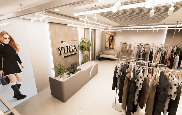 Дизайн магазина женской одежды YUGA